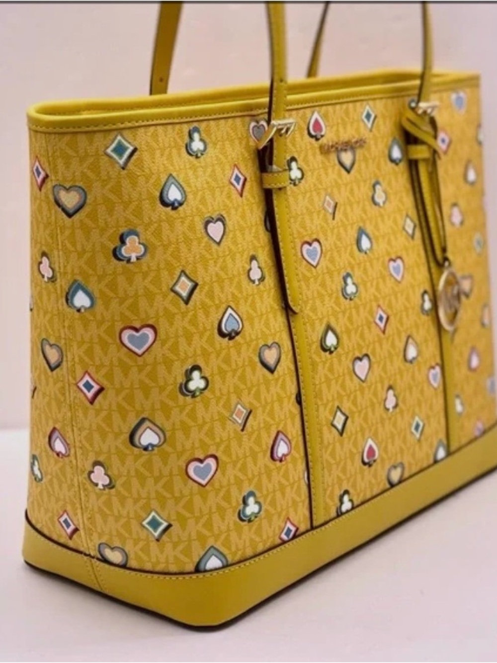 NWT Michael Kors, XL, Honey Yellow, Jet Set Tote Bag Diner/Taxi Motifs - Picture 12 of 12